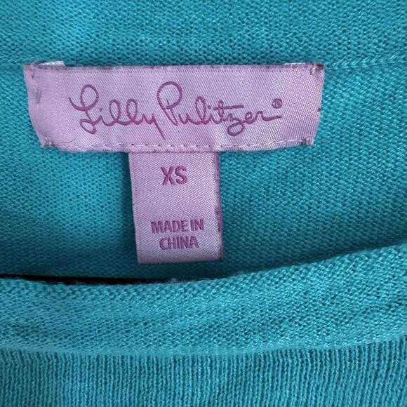 Lilly Pulitzer Sweater xs tan blue colorblock wool blend fall resortwear cruise - Picture 5 of 8